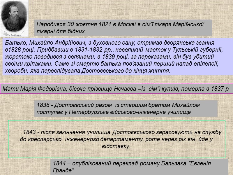 Народився 30 жовтня 1821 в Москві в сім'ї лікаря Маріїнської лікарні для бідних. 